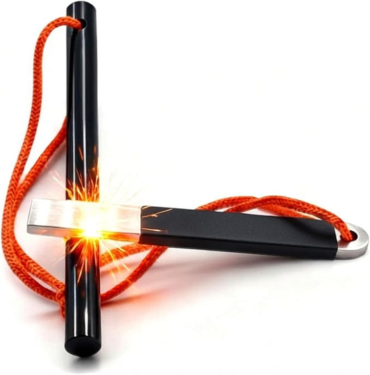4" Portable Pocket Waterproof Ferrocerium Ferro Rod Fire Starter Survival Tool, Flint and Steel Magnesium Camping Emergency Fire Starters Kit with Striker, Outdoor Campfires Stick Firestarter