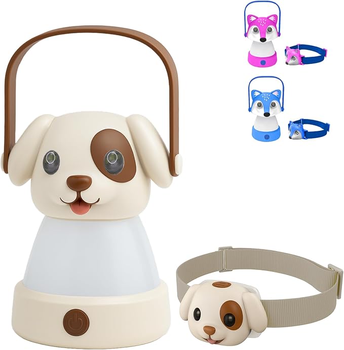 Kids Camping Essentials – LED Kids Lantern and Rechargeable Kids Headlamp Set | Multiple Purposes Kids Nightlight/Flashlight Toys –Holiday, Halloween N Birthday Gifts for Toddlers
