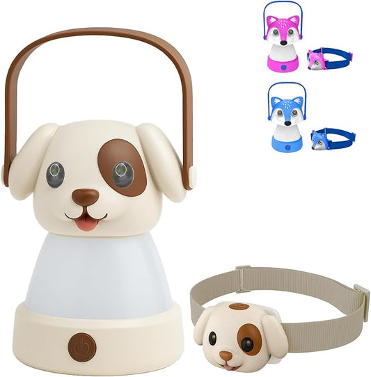 Kids Camping Essentials – LED Kids Lantern and Rechargeable Kids Headlamp Set | Multiple Purposes Kids Nightlight/Flashlight Toys –Holiday, Halloween N Birthday Gifts for Toddlers