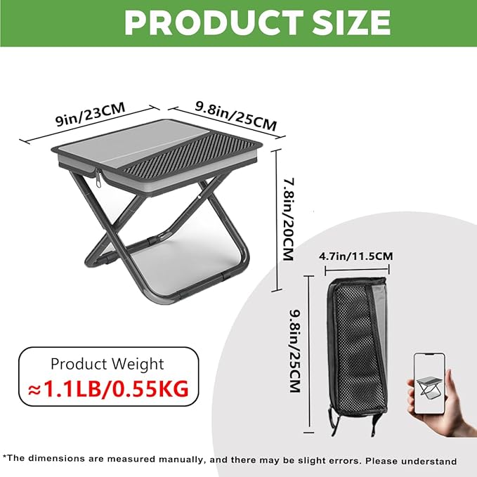 2-in-1 Collapsible Camping Stool & Sling Bag / 220LB Load Capacity Folding Portable Fishing Stool/Collapsible Stool for Camping, Hiking, Fishing, Gardening & Beach Outdoor Activities