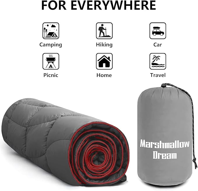 Camping Blanket,MINI Puffy Blanket Lightweight Windproof Water Resistant for Outdoors,Hiking,Beach,Car,Picnic,Stadium