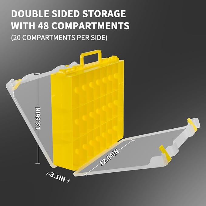 Toy Car Storage Organizer Case Compatible with Hot Wheels/for Matchbox Cars. Display Carrying Container Holder for LOL Surprise Dolls/for Shopkins with 48 Compartments Double Sided-Yellow (Box Only)