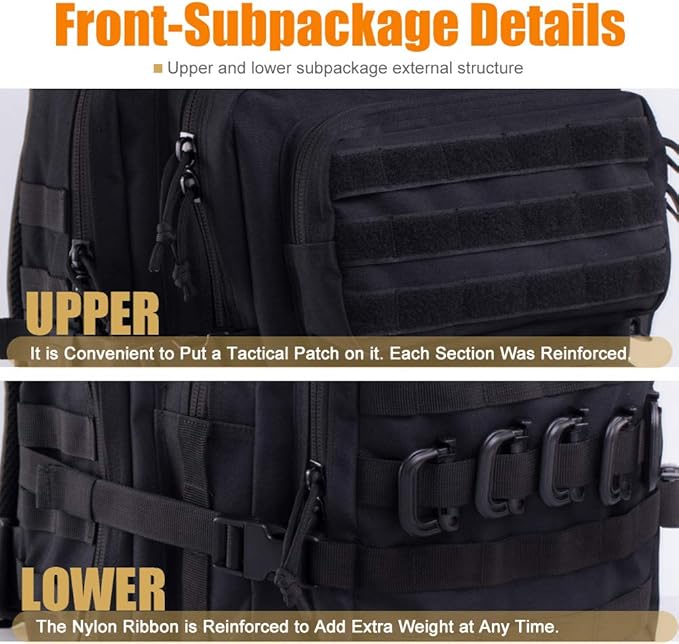 45L Tactical Backpack for Men Women, Military Assault Pack with MOLLE, Large 3 Day Bug Out Bag for Hiking Camping