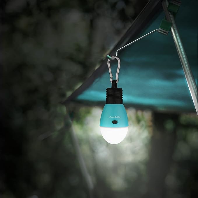 EverBrite Rechargeable Camping Light, Portable Tent Lantern, 3 Lighting Modes, Hanging Tent Light Bulbs with Clip Hook for Hiking, Fishing, Backpacking, Emergency and More-Blue