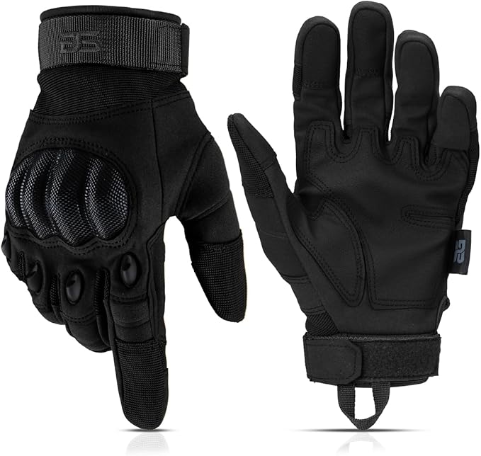 Glove Station Tactical Gloves for Men – Touchscreen Utility Gear with Hard Knuckle Protection Used in Motorcycle, Airsoft, Combat, Police, Shooting & Outdoor Work Black - Hard Knuckle X-Large