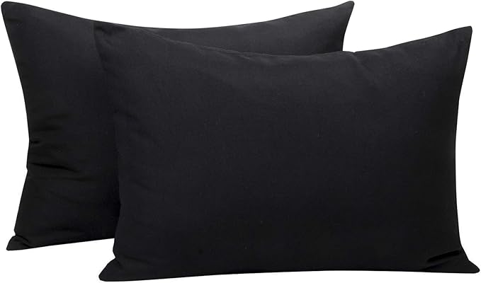 NTBAY Zippered Toddler Pillowcases Set of 2, 100% Brushed Microfiber 13x18 Pillowcases, Super Soft and Cozy Travel Kids Nursery Pillow Cases, 13x18 Inches, Black