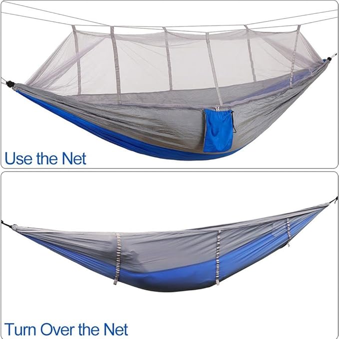 KEPEAK Camping Hammock with Net Netting, Single & Double Tree Hammock Net, Lightweight Nylon Portable Hammock for Backpacking, Camping, Travel, Beach, Yard