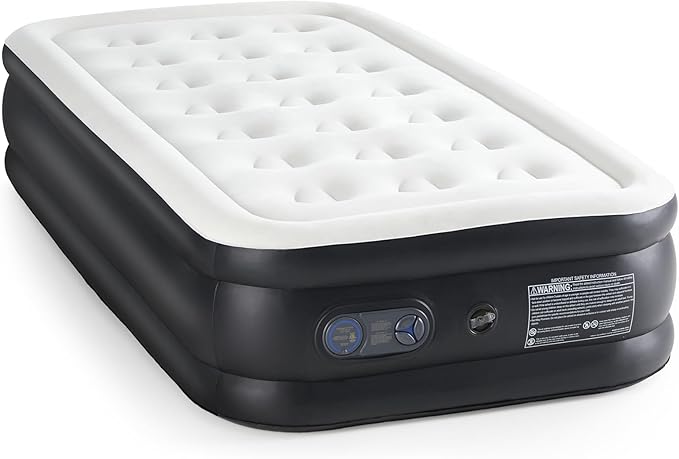 DUMOS Twin Air Mattress with Built-in High Capacity Pump- 18" Inflatable Blow Up Airbed, Double Height Air Bed for Home or Camping, Non-Slip Bottom Design, Weight Capacity 660 lbs