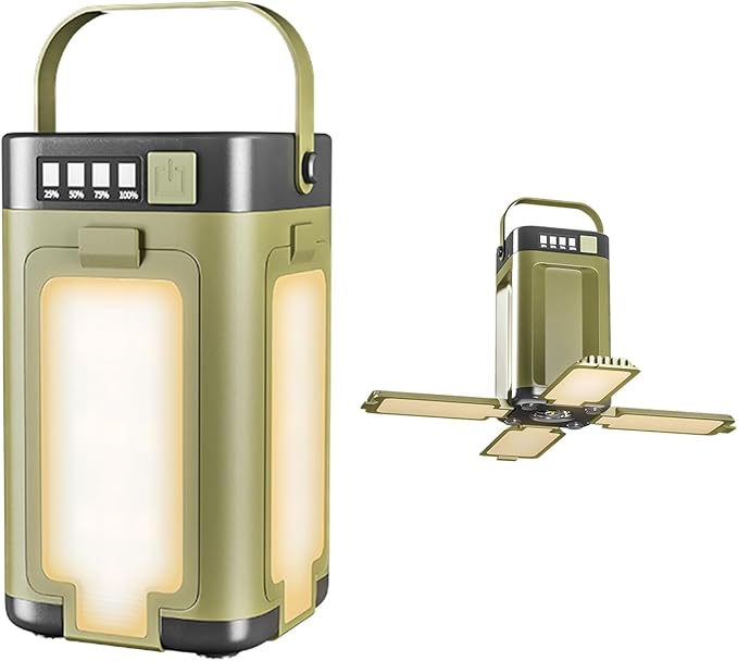 Solar Rechargeable Camping Lantern,6 Modes of Light Adjustment,2000mAh LED IPX4 Waterproof Protable Camping Light,Used for Emergency Lights for Home/Camp/Travle/Outdoor/Fishing/Hunting/Exploring