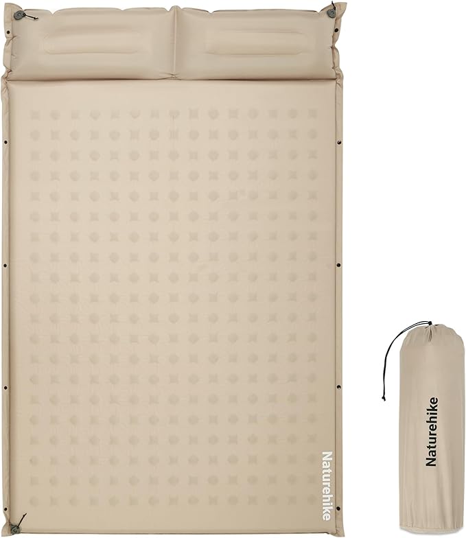 Naturehike Connectable Double Self Inflating Sleeping Pad, 2.36" Memory Foam Camping Pad, Backpacking Camping Mattress Pad for Tent, Travel, Car, Hammock