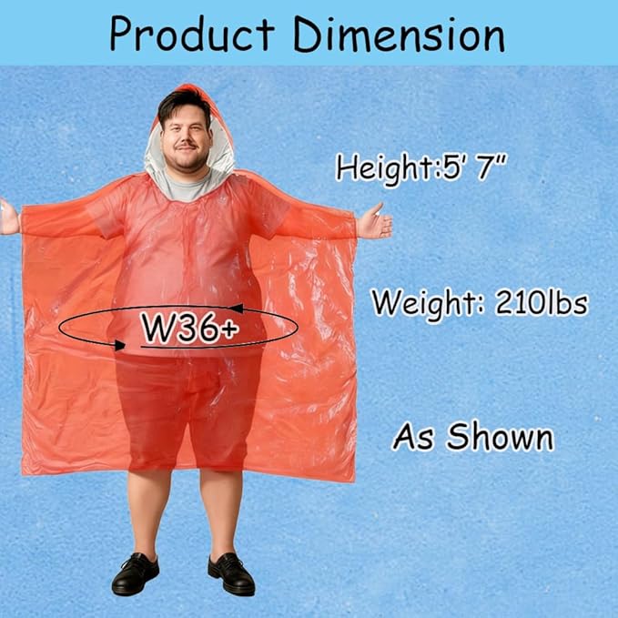 King Mills Plus Size Emergency Blankets for Survival, Thermal Blankets Survival with Hood, Ultralight Outdoor Mylar Emergency Blanket for Camping, Hiking. 2PK