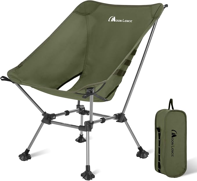MOON LENCE Camping Chair Plus, Upgraded Comfort & Size, Still Compact and Lightweight, Folding Portable Chair for Backpacking & Hiking, 400Lbs Capacity, Gen 3 Plus (Green)