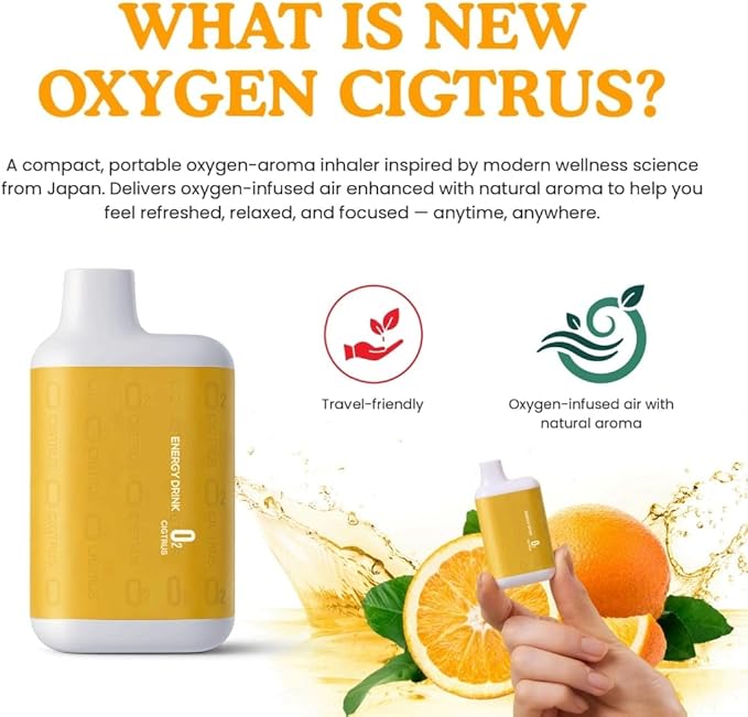 O₂ Cigtrus Oxygen Inhaler – Portable Energy Drink Inhale for Quick Energy, Focus & Refresh, Pocket-Size Design for Daily Boost, Pre-Workout, and Busy Days