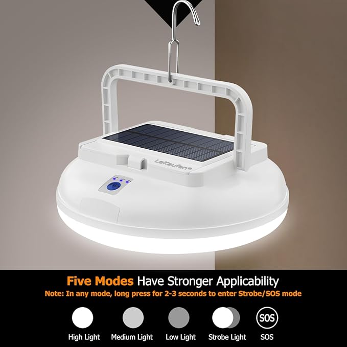 4500LM Solar Camping Light - Portable Camping Lantern Hanging Waterproof Tent Lights, Bright USB Rechargeable Lamp for Outdoor Camping, Canopy, Hurricane Emergency, Power Outages