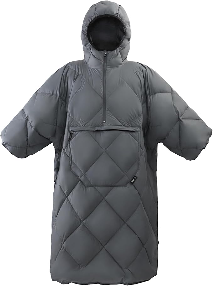 ATEPA Wearable Sleeping Bag, Recycled Water-Resistant Camping Blanket Poncho, Ultralight Packable Stadium Blanket for Outdoor