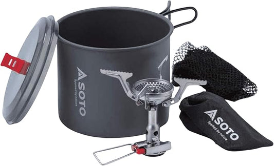 SOTO Amicus Stove with or without Igniter Camping Stove - Superior Under Windy Conditions, Shock Resistant, and Low-cost With High-end Performance Stove