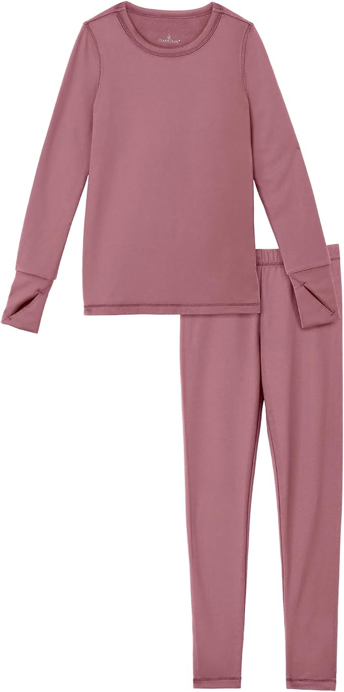 Cuddl Duds Girls Heavyweight Cold Weather Fleece Lined Thermal Set – Long Sleeve Shirt & Leggings – Long Johns for Kids
