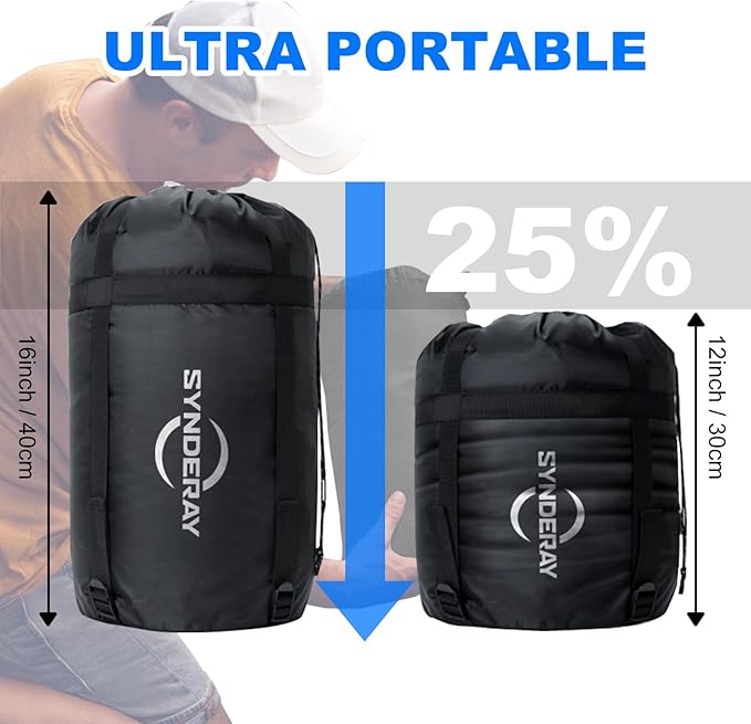 Sleeping Bags for Adults Cold Weather & Warm - Backpacking Camping Sleeping Bag for Kids 10-12, Girls, Boys - Lightweight Compact with Compression Sack