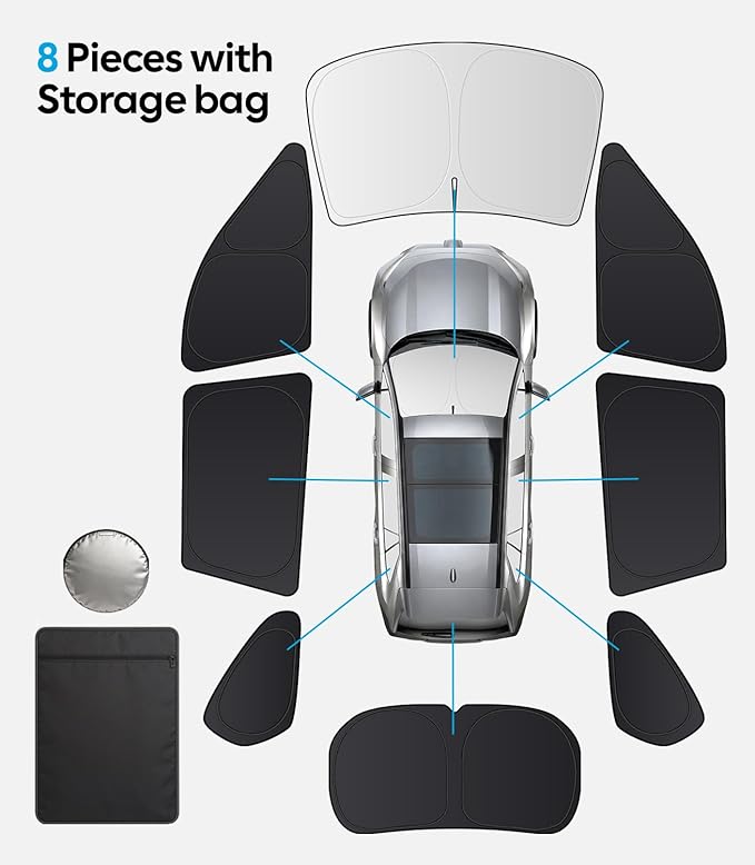 Wigoo 2026 Upgrade 8PCS Full Set Window Sunshade for Toyota RAV4 2019-2025 [7-Layer Cooler & Blacker, Ice-Crystal Tech] with Windshield for Sun Block, Baby, Camping, Privacy Napping, Relax