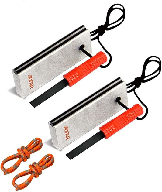 AF-374 Magnesium Fire Starter (2-Pack) - Waterproof Fire Steel Survival Kit for Camping, Hiking, Hunting & Backpacking