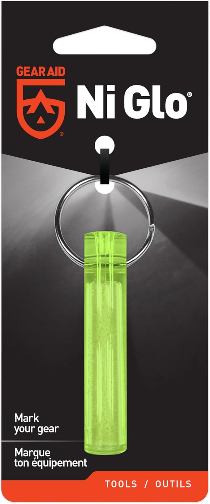 GEAR AID Ni Glo 2” UV Rechargeable Glowing Keychain – Multi-Purpose Glow-in-the-Dark Accessory for Camping