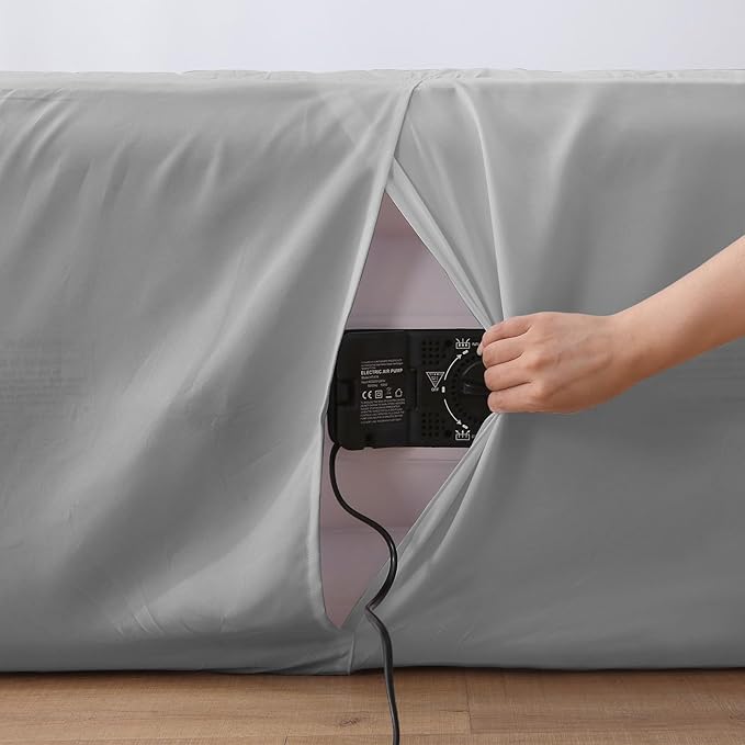 Twin Air Bed Mattress Pad with 15-24 Inch Deep Pockets - Waterproof Protector for Warm Sleep & Cold Air Insulation,Perfect for Camping, Guest Bed, Pets & Overnight Visitors-Gray