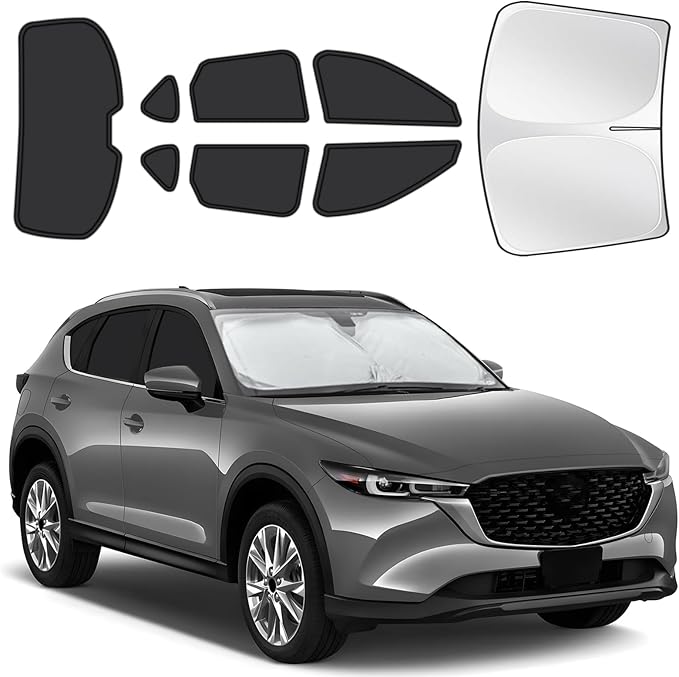 for Mazda CX-5 2017-2025 Car Window Shades, 8pcs Privacy Sun Shade Set for Front Windshield Side and Rear Windows, Full Window Covers Keeps Vehicle Cool for Camping Napping