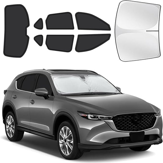 for Mazda CX-5 2017-2025 Car Window Shades, 8pcs Privacy Sun Shade Set for Front Windshield Side and Rear Windows, Full Window Covers Keeps Vehicle Cool for Camping Napping