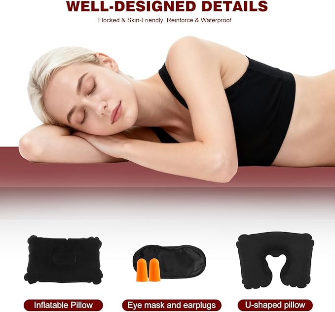 Onirii King Size Camping Air Mattress Bed with Air Pump,80"x 72"Thickened Portable Blow Up Inflatable Air Mattress,Travel Sleeping Bed Pad for Camping Home Hiking