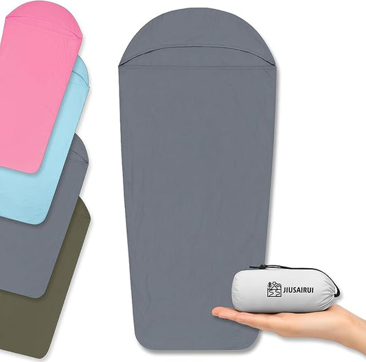 JIUSAIRUI 4.2oz Ultralight Sleeping Bag Liner – No Zipper Portable Travel Sheet, Quick-Dry & Machine Washable,Ideal for Camping, Hotels, Backpacking,Hostels