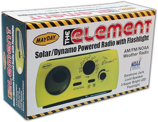 Element Solar Dynamo AM/FM/NOAA Emergency Radio – Solar, Crank & USB Power with Flashlight, SOS Alert & Weather Alerts – Ideal for Disaster Prep, Camping & Survival Kits