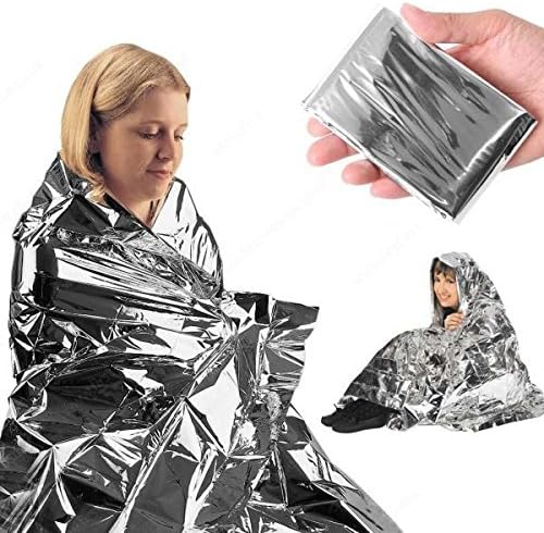 Emergency Mylar Foil Blanket 50-PACK - Extra Large 84" x 64" - Thermal Reflective Covers for Camping, First Aid and Far Infrared Sauna - Survival Prep Gear, Waterproof, Windproof, Lightweight