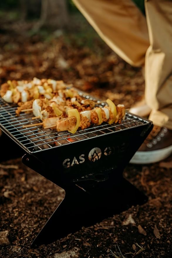 GasOne 15” Portable Charcoal Grill – Foldable BBQ Grill – Camping Grills for Backyard, Bonfire, Patio – Heavy-Duty Portable Fire Pit – Camp Cooking Gear