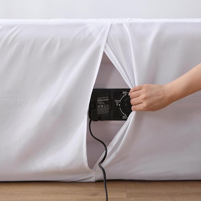 Twin Air Bed Mattress Pad with 15-24 Inch Deep Pockets - Waterproof Protector for Warm Sleep & Cold Air Insulation,Perfect for Camping, Guest Bed, Pets & Overnight Visitors-White