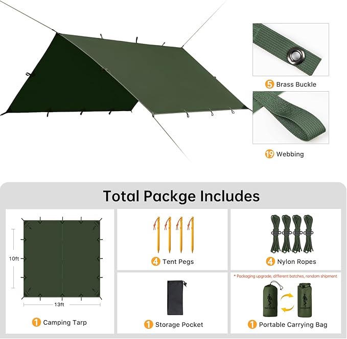 Free Soldier Waterproof Portable Tarp Multifunctional Outdoor Camping Traveling Awning Backpacking Tarp shelter Rain Tarp