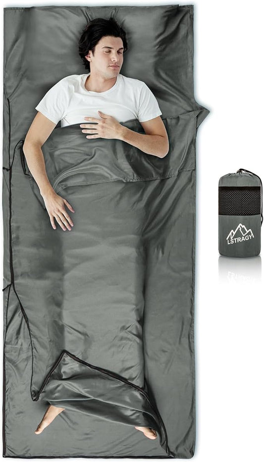 Sleeping Bag Liner,14oz Ultralight Sefl Tan Sleep Sack with 2 Way Zipper, Expose Feet Separately, Adult Sleep Sack & Travel Sheets for Camping, Hiking, Traveling Backpacking,Hotel