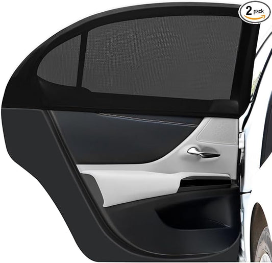 Upgraded Car Rear Side Window Shades, Breathable Stretchable Window Covers Screens for Camping, UV Protection, Block Sun Glare,Privacy Protection,Fit for 97% of Cars -2 Pack
