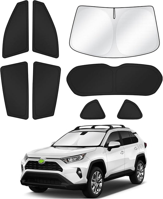 Canvcle Window Shades for 2013-2018 Toyota RAV4 Accessories Windshield Sun Shade Side Rear Window Cover Sunshade Sun Visor Shield Privacy Protection for Camping Keep Vehicle Cool Black 8PCS