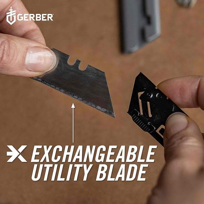 Gerber Gear EAB Utility Knife, Clips to Pocket or Keychain with Replaceable Razor Blade for Everyday Carry, EDC Gear with Box Cutter Retractable, Mini Black