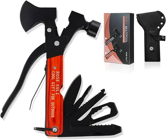 Camping Multitool Axe Hammer, 18 in 1 Multitool Hatchet Multitool Camping Tools Accessories Saw Screwdrivers Pliers for Outdoor, Hiking, Birthday Gifts for Men