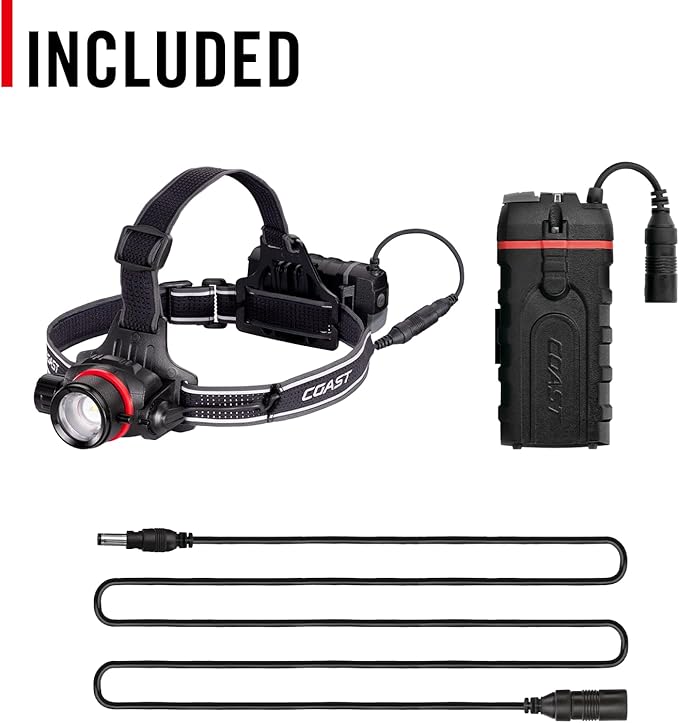 COAST HL8R 2000 Lumen Rechargeable PURE BEAM Focusing LED Headlamp, Black
