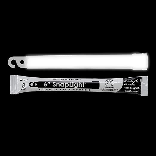 Cyalume White Emergency Glow Sticks - Premium 6” SnapLight Survival Glow Sticks with 8 Hour Duration for Use as Emergency Flares and Hiking Safety Gear (Bulk Pack of 10 Safety Glow Sticks)