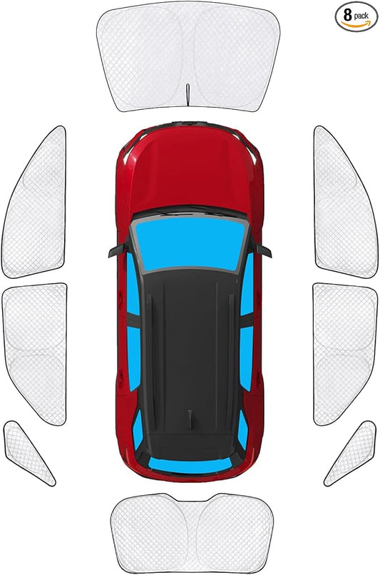 KMF 8pcs Thicken Sun Shades for Chevy Equinox 2010-2017 Accessories, Chevrolet Full Car Window Covers Sunshade for Windshield Side Rear, UV Block and Blackout Privacy for Car Camping Outdoor