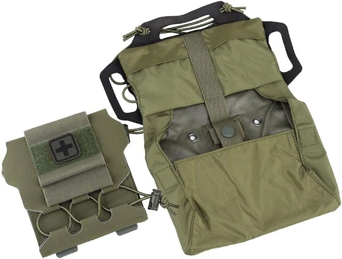 Tactical Military Pouch MOLLE Rapid First-aid Belt Pouch Survival Two-Piece System Med Roll Carrier Hypalon Handle Bag