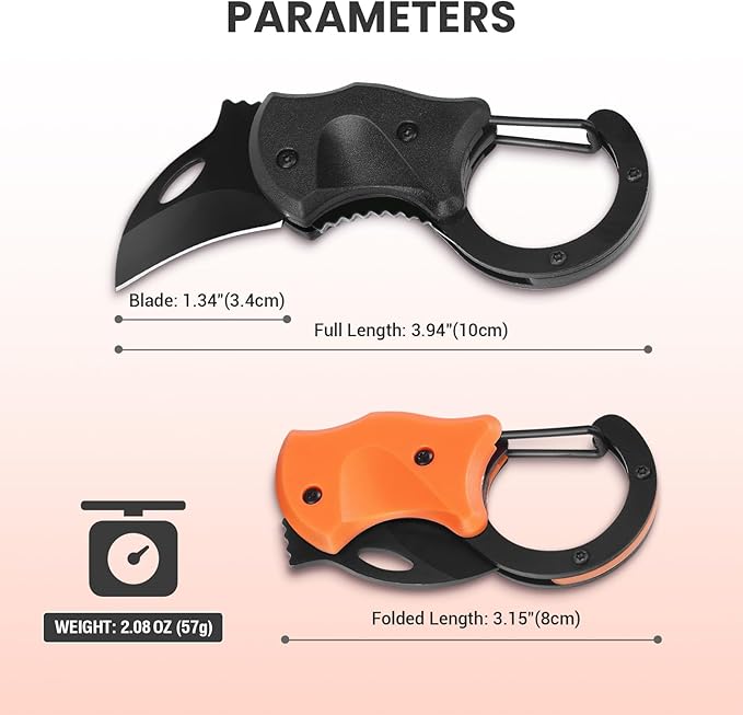 FUNBRO 2 Pack Small Pocket Knife Gifts for Men & Women, Folding Box Cutter, Birthday & Christmas Stocking Stuffers Gifts Idea for Wife Husband Dad Mom (Black & Orange)