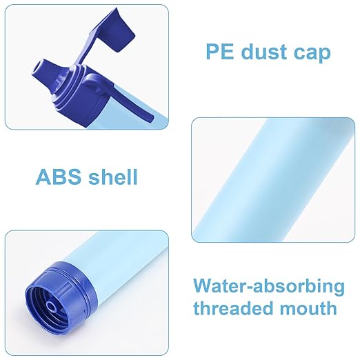 Upgrade Set of 5,Personal Water Filter Straw for Hiking, Camping, Travel,Water Straws to purify Water,Emergency Water Straw (Sky Blue)
