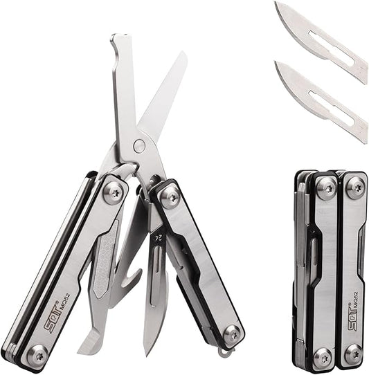 SQT2052 9-in-1 Multitool - Foldable, Professional Multitool for Men, DIY, Outdoor Camping, Home Repairs, Survival Kit, Hiking, Fishing, Emergency Use, Compact & Durable, Ideal Gift for Men