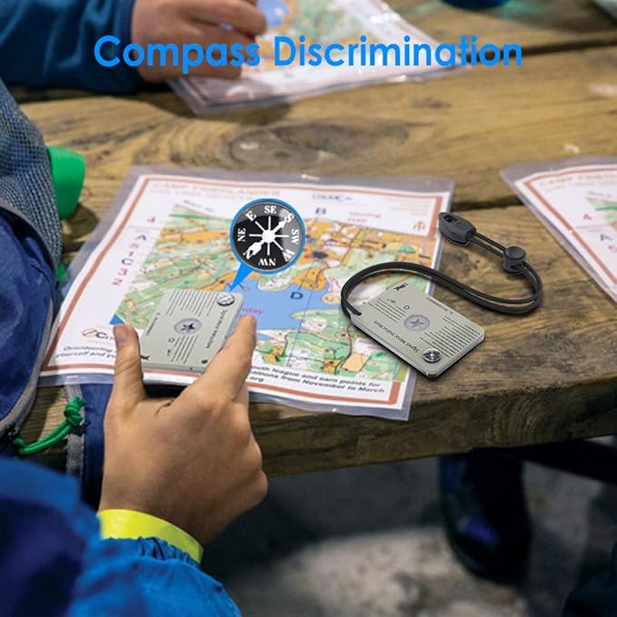 Signal Mirror Survival Tools, Military Grade Hiking Camping Mirror 2 x 3 inch with Small Compass and Whistle for Outdoor Adventure Emergency SOS Mirror