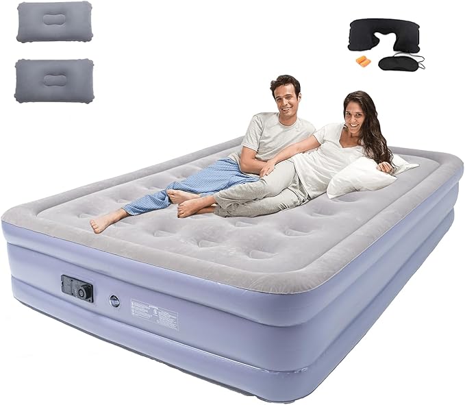 Onirii Queen Air Mattress Bed with Built in Pump,16 Inches High Queen Airbed Inflatable Mattress,Comfort Thickened Blow Up Air Mattress,Travel Sleeping Pad for Guests Home(Queen Size)