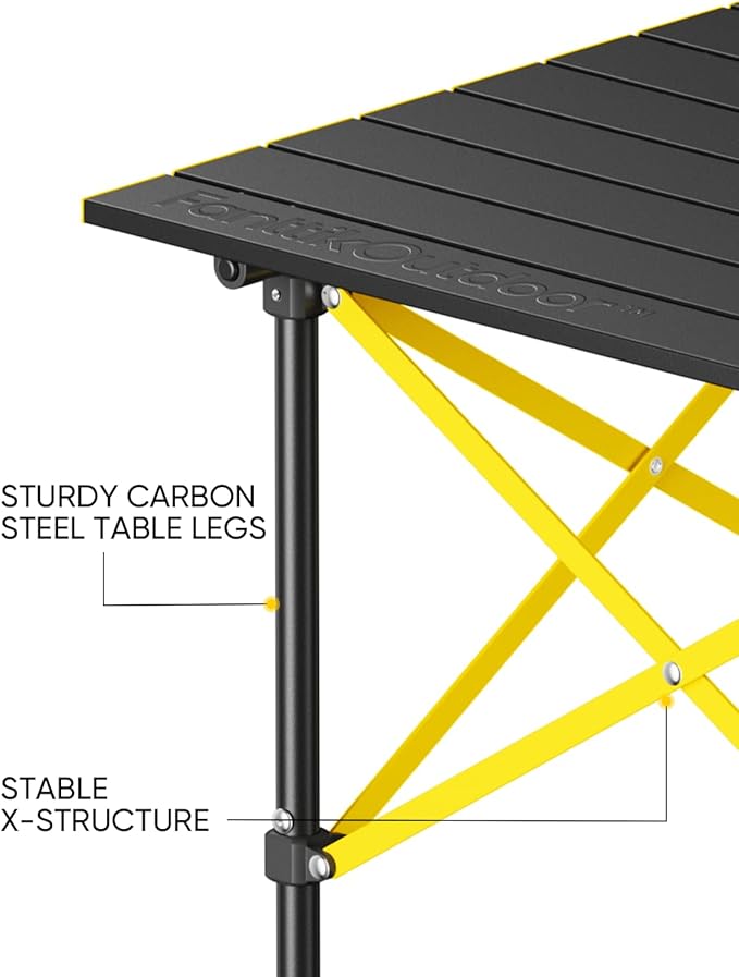 FanttikOutdoor Zeta V11 Pro Camping Table, Portable Folding Roll Up Table with Lightweight Aluminum Top & Carry Bag for Camping, BBQ, Tailgating Party, Picnic, Backyard, Medium